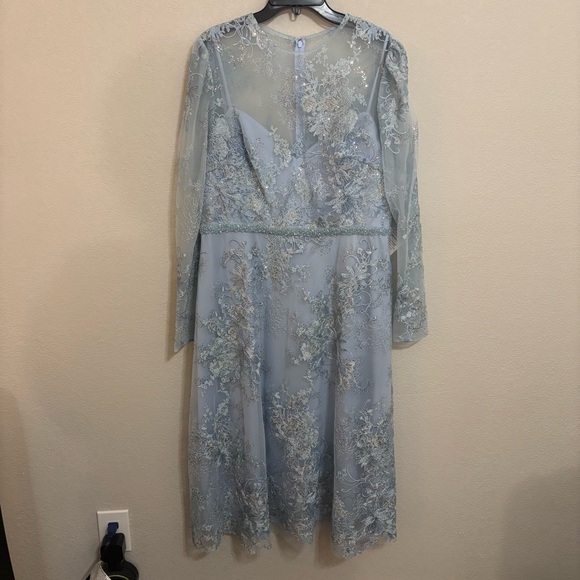 MAC DUGGAL Embellished Illusion Long Sleeve Midi Dress - Picture 5 of 15